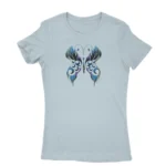 Stylish light blue T-shirt for women with unique design, available at Apparel by Cetakshop.