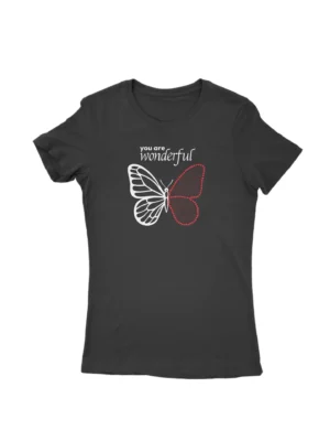 Wonderful You Tee by Apparel by Cetakshop. T Shirt for women decorated with Inspirational Butterfly design print.