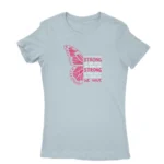 Stylish light blue T-shirt for women with unique design, available at Apparel by Cetakshop.