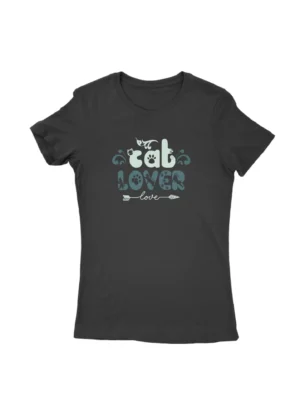 Cat Lover Tee by Apparel by Cetakshop. T Shirt for women decorated with Cat Lover Whimsical design print.