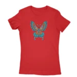 Stylish red T-shirt for women with unique design, available at Apparel by Cetakshop.