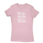 Stylish light pink T-shirt for women with unique design, available at Apparel by Cetakshop.