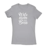 Stylish sport grey T-shirt for women with unique design, available at Apparel by Cetakshop.