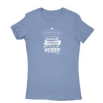 Image of a Carolina Blue 'Confident Women Empower Women' T-shirt by Apparel by Cetakshop, promoting women's empowerment and unity with an inspirational message.