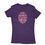 Purple T-shirt for women with 'My Greatest Blessings Call Me Mom' message, from Apparel by Cetakshop.