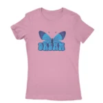 Women's Azalea T-shirt with a blue butterfly and 'DREAM' text, a serene addition by Apparel by Cetakshop.