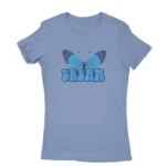 Women's Carolina Blue T-shirt with a blue butterfly and 'DREAM' text, a serene addition by Apparel by Cetakshop.