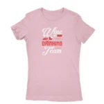 Team spirit-themed Light Pink T-shirt for women with 'Wine Drinking Team' print, exclusively from Apparel by Cetakshop.