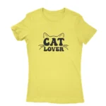 Women's Daisy T-shirt with 'CAT LOVER' and cat whiskers graphic, cozy apparel from Apparel by Cetakshop.