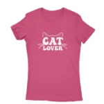 Women's Heliconia T-shirt with 'CAT LOVER' and cat whiskers graphic, cozy apparel from Apparel by Cetakshop.