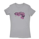 Elegant Sport Grey T-shirt for women adorned with a floral heart design, a sophisticated choice from Apparel by Cetakshop.