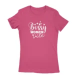 Empowerment-themed Heliconia T-shirt for women with 'Bossy Woman Rule' print, a bold statement from Apparel by Cetakshop.