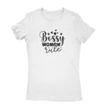 Bossy Woman Rule Tee by Apparel by Cetakshop. T Shirt for women decorated with 'Bossy Woman Rule' print, a bold statement.