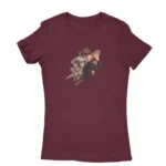 Bohemian-inspired Maroon T-shirt for women with an elegant boho woman graphic, available at Apparel by Cetakshop.