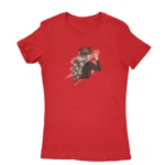 Bohemian-inspired Red T-shirt for women with an elegant boho woman graphic, available at Apparel by Cetakshop.