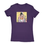 Women's Purple T-shirt with a colorful artistic portrait print, a creative piece from Apparel by Cetakshop.