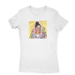 Artistic Portrait Tee by Apparel by Cetakshop. T Shirt for women decorated with colorful artistic portrait print, a creative piece.