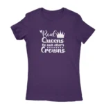 Image of a Purple 'Real Queens Fix Each Other's Crowns' T-shirt for women, by Apparel by Cetakshop, symbolizing female solidarity and support.