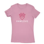 Image of an Azeala 'Pawlove' T-shirt for women, by Apparel by Cetakshop, with a cute paw print design symbolizing love for pets.