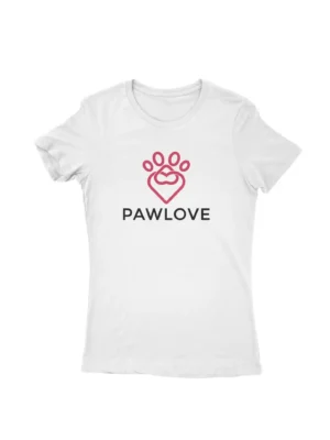 Paw Print Love Tee by Apparel by Cetakshop. T Shirt for women decorated with 'Pawlove' T-shirt design print with a cute paw design print symbolizing love for pets.