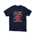 A Navy tee with a 'Music is Art' theme, for art and melody connoisseurs, from Apparel by Cetakshop.