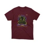 A Maroon tee featuring a teddy bear design from Apparel by Cetakshop.