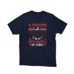 A Navy tee celebrating friendship with a wine motif, from Apparel by Cetakshop, for friends who share a love for wine.