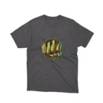 A Dark Heather tee featuring a golden fist, from Apparel by Cetakshop, representing power and success.