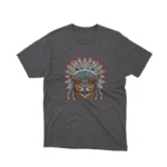 A Dark Heather tee with a detailed tribal owl design, from Apparel by Cetakshop, for the insightful and discerning.