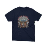 A Navy tee with a detailed tribal owl design, from Apparel by Cetakshop, for the insightful and discerning.