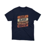 A Navy tee with 'I'd Rather Be Fishing' text, for those who yearn for the lake, from Apparel by Cetakshop.