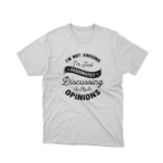 A White Passionate Opinions graphic tee, ideal for the expressive individual, from Apparel by Cetakshop.