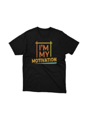 A Black Self Motivation graphic tee, a boost for self-empowered wearers, from Apparel by Cetakshop. The image shows a self motivation graphic tees.