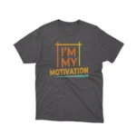 A Dark Heather Self Motivation graphic tee, a boost for self-empowered wearers, from Apparel by Cetakshop.