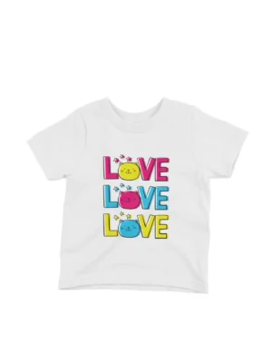 Love Faces Tee by Apparel by Cetakshop. Love Love Love with Cute Faces kids t-shirt design from Apparel by Cetakshop on a white tee.