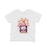 Penguin Birthday Party Tee by Apparel by Cetakshop. A festive penguin with birthday cake on a kids White t-shirt, the life of the party in tee form.