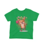 An adventurous bear on a skateboard on a kids Irish Green t-shirt by Apparel by Cetakshop, perfect for your little daredevil.