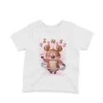 Fitness Bear Tee by Apparel by Cetakshop. A bear enjoying fitness with a hula hoop on a kids White t-shirt, inspiring a healthy lifestyle.