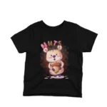 Black kids t-shirt with a playful penguin graphic, perfect for any child who loves animals.