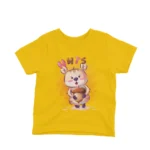 Yellow kids t-shirt with a playful penguin graphic, perfect for any child who loves animals.