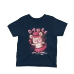 A bear showing off dance moves on a kids Navy t-shirt by Apparel by Cetakshop, encouraging rhythm and fun.
