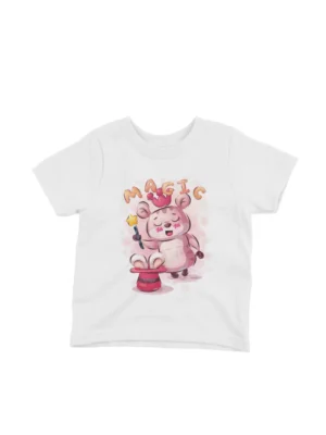 Magical Bear Tee by Apparel by Cetakshop. A bear performing magic tricks on a kids White t-shirt, casting a spell of style.