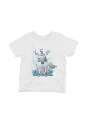 Polar Bear Tee by Apparel by Cetakshop. A cool polar bear on ice on a kids White t-shirt, for a polar blast of fun.