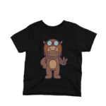 A hippo with hippie sunglasses on a kids Black t-shirt by Apparel by Cetakshop, for a laid-back and groovy look.