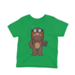 A hippo with hippie sunglasses on a kids Irish Green t-shirt by Apparel by Cetakshop, for a laid-back and groovy look.