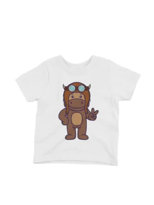 Hippo Tee by Apparel by Cetakshop. A hippo with hippie sunglasses on a kids White t-shirt, for a laid-back and groovy look.