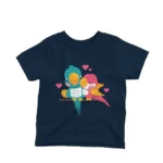 Two cute lovebirds on a kids Navy t-shirt by Apparel by Cetakshop, perfect for your little lovebird.