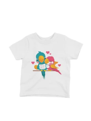 Lovebirds Tee by Apparel by Cetakshop. Two cute lovebirds on a kids White t-shirt, perfect for your little lovebird.