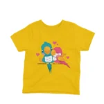 Two cute lovebirds on a kids Yellow t-shirt by Apparel by Cetakshop, perfect for your little lovebird.