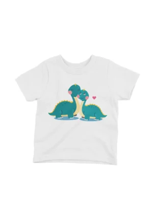 Dinosaur Tee by Apparel by Cetakshop. A friendly dinosaur graphic on a kids White t-shirt, making prehistory fashionable.